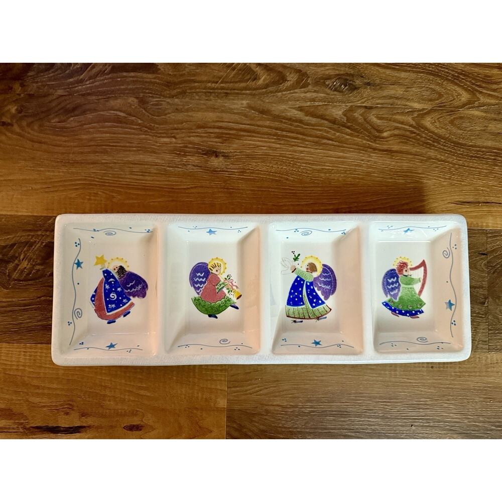 Block Angelica 4 Part‎ Angels Snack/Relish Tray Deb Mores, NEW In Box,2002